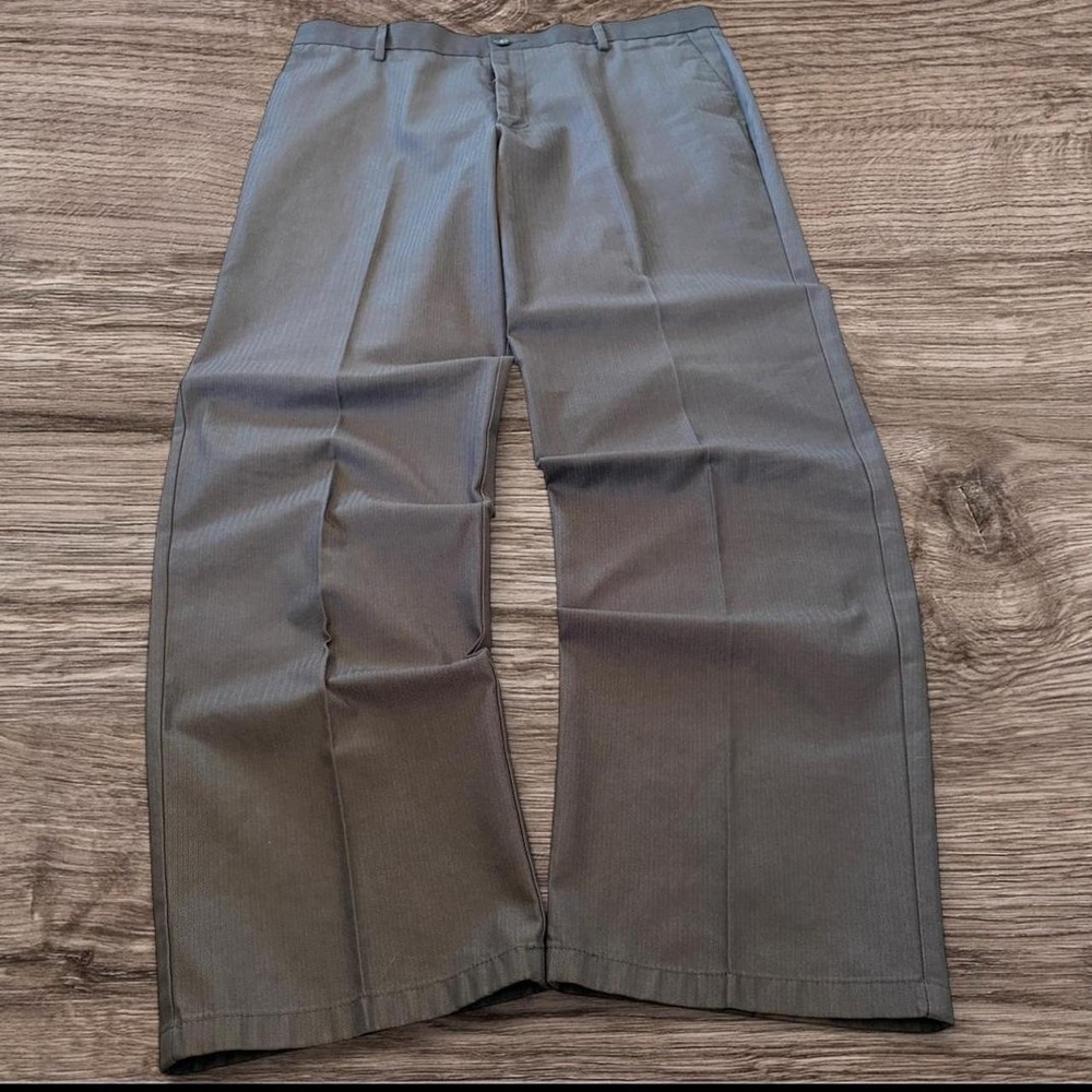 36x30 Grey Pleated Straight Wide Leg Dress Pants Y2K Grunge 2000s
